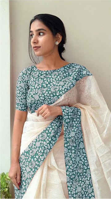 Soft Linen Golden Border Saree