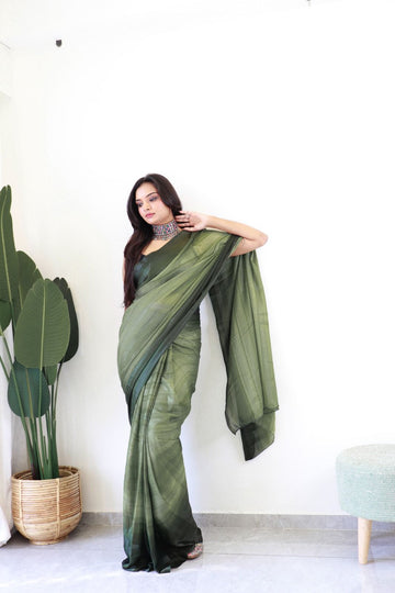 Green colour   Ready-to-Wear 1-Min Saree