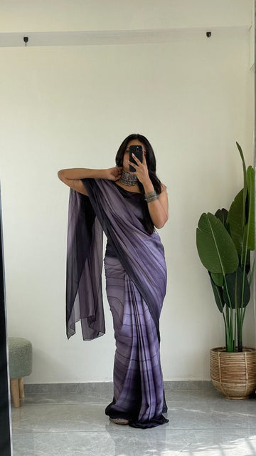 Purple Grey  colour   Ready-to-Wear 1-Min Saree