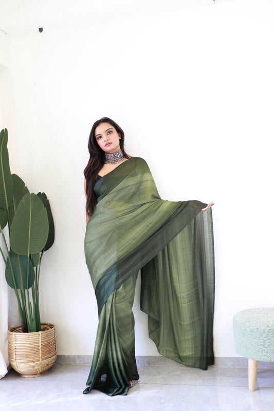Green colour   Ready-to-Wear 1-Min Saree