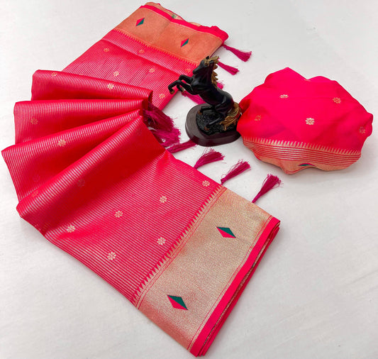 Pinkish Red   Tissue Paithani Vol-2 Collection