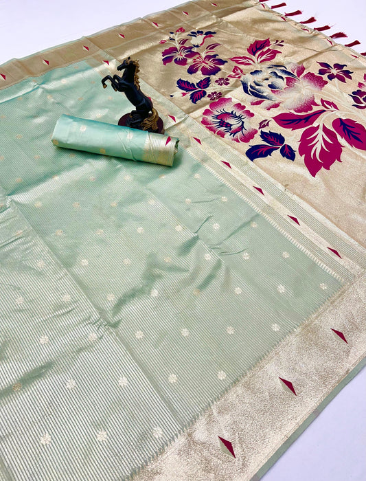 Tealish Green Tissue Paithani Vol-2 Collection