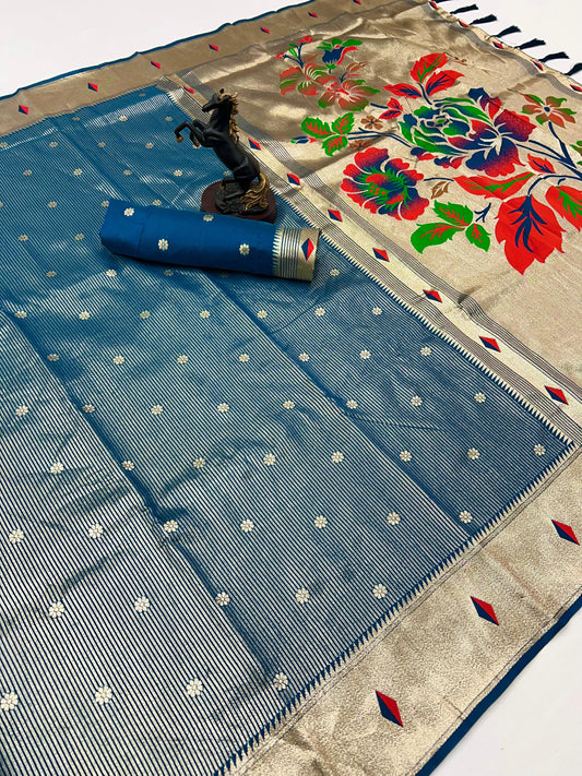 Deep Sea Blue Tissue Paithani Vol-2 Collection