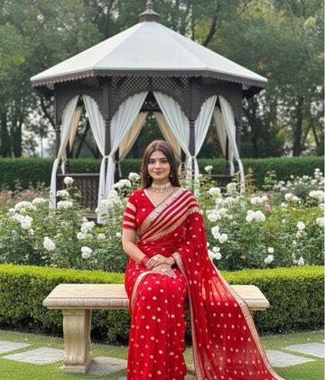 Red Georgette Fancy Design Saree