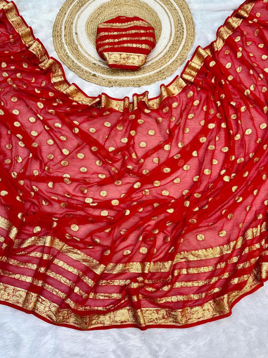 Red Georgette Fancy Design Saree
