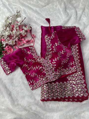 Plum Velvet Designer Saree Collection